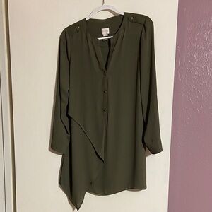 Chico's Olive Green Asymmetrical Blouse